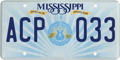 MS license plate ACP033