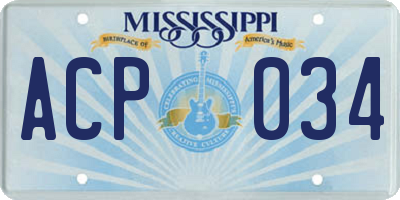 MS license plate ACP034