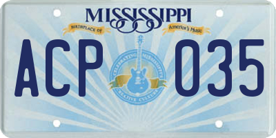 MS license plate ACP035