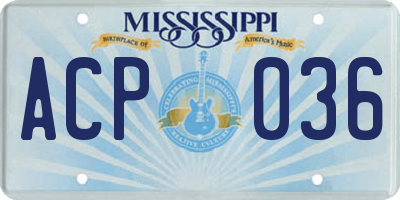 MS license plate ACP036