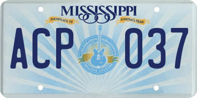 MS license plate ACP037