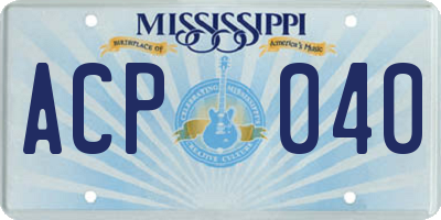 MS license plate ACP040