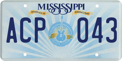 MS license plate ACP043