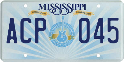 MS license plate ACP045