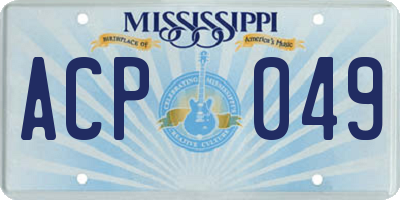 MS license plate ACP049