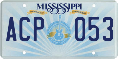 MS license plate ACP053