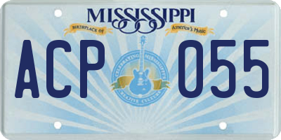 MS license plate ACP055