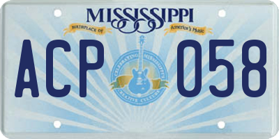 MS license plate ACP058