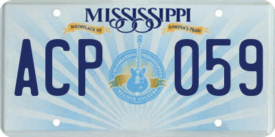 MS license plate ACP059