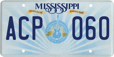MS license plate ACP060