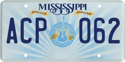 MS license plate ACP062