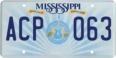MS license plate ACP063