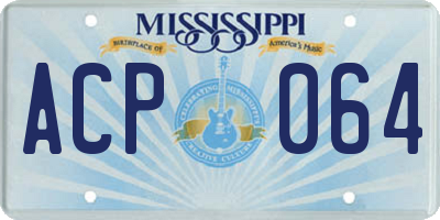 MS license plate ACP064