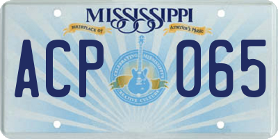 MS license plate ACP065