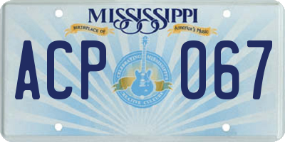 MS license plate ACP067