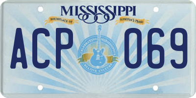 MS license plate ACP069