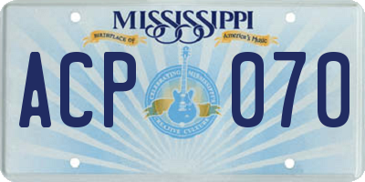 MS license plate ACP070