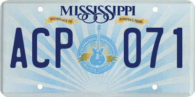 MS license plate ACP071