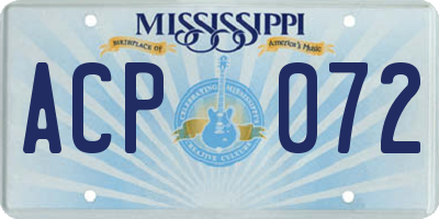 MS license plate ACP072