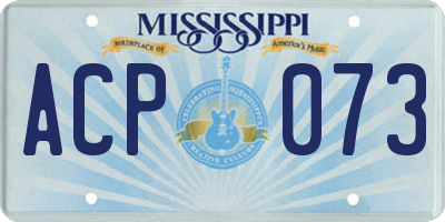 MS license plate ACP073