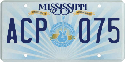 MS license plate ACP075