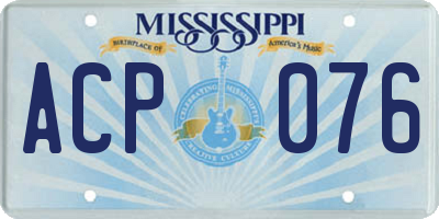 MS license plate ACP076