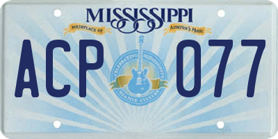 MS license plate ACP077