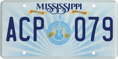 MS license plate ACP079