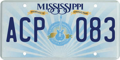 MS license plate ACP083