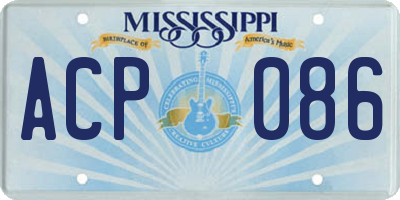 MS license plate ACP086