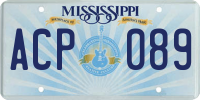 MS license plate ACP089