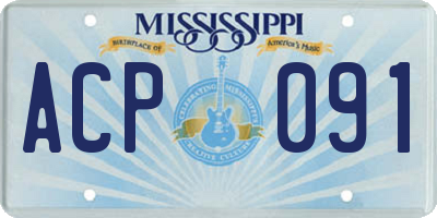 MS license plate ACP091