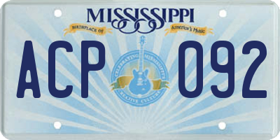 MS license plate ACP092