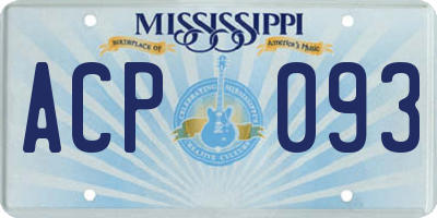 MS license plate ACP093