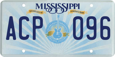 MS license plate ACP096