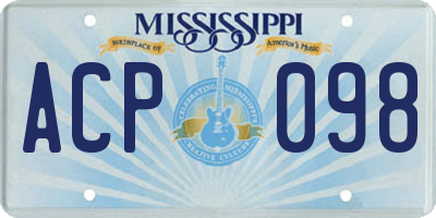 MS license plate ACP098