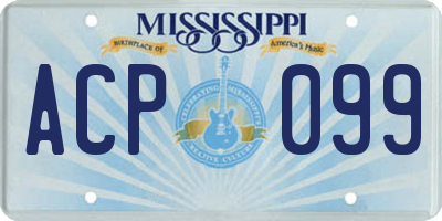 MS license plate ACP099