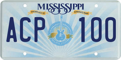 MS license plate ACP100