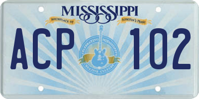 MS license plate ACP102