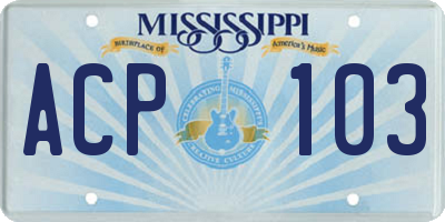 MS license plate ACP103
