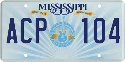 MS license plate ACP104