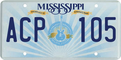 MS license plate ACP105