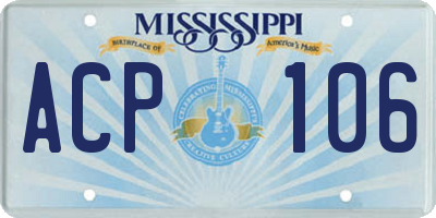 MS license plate ACP106