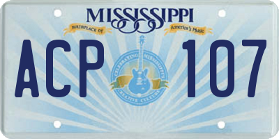 MS license plate ACP107