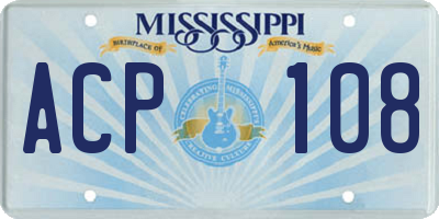 MS license plate ACP108