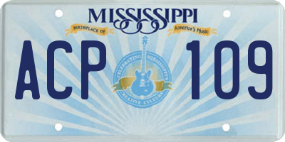 MS license plate ACP109