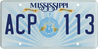 MS license plate ACP113