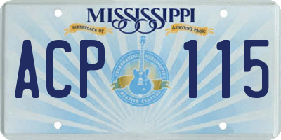 MS license plate ACP115