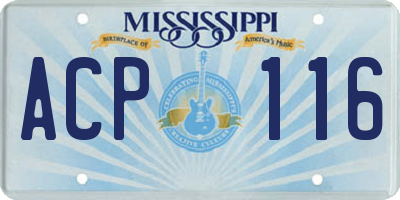 MS license plate ACP116