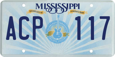 MS license plate ACP117